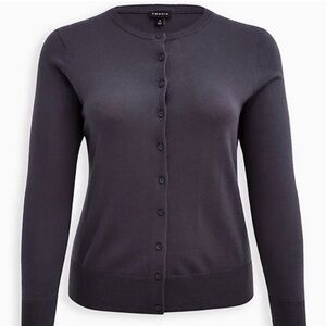 Torrid Fitted Crew Cardigan, Dark Gray, Size 2 (2X 18-20), see photos